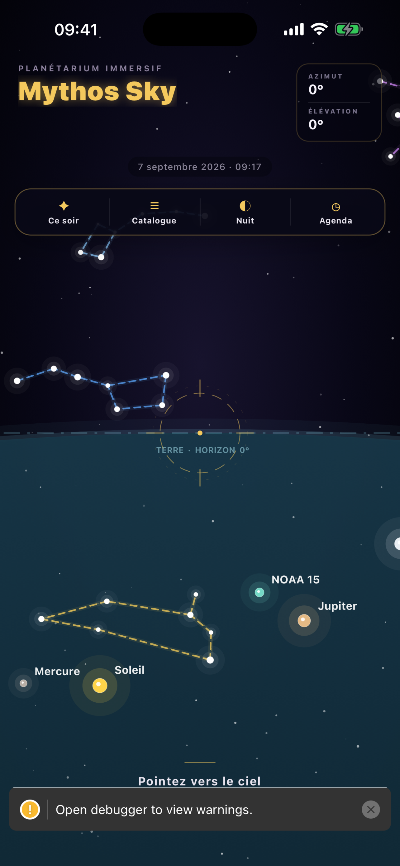 Écran réel de Mythos Sky